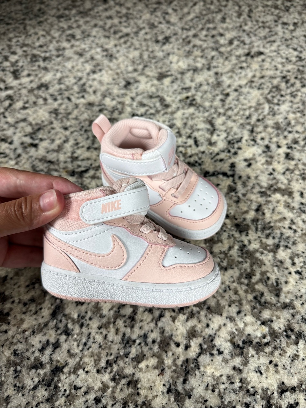 Nike Infant Pink and White High-Top Sneaker Pair